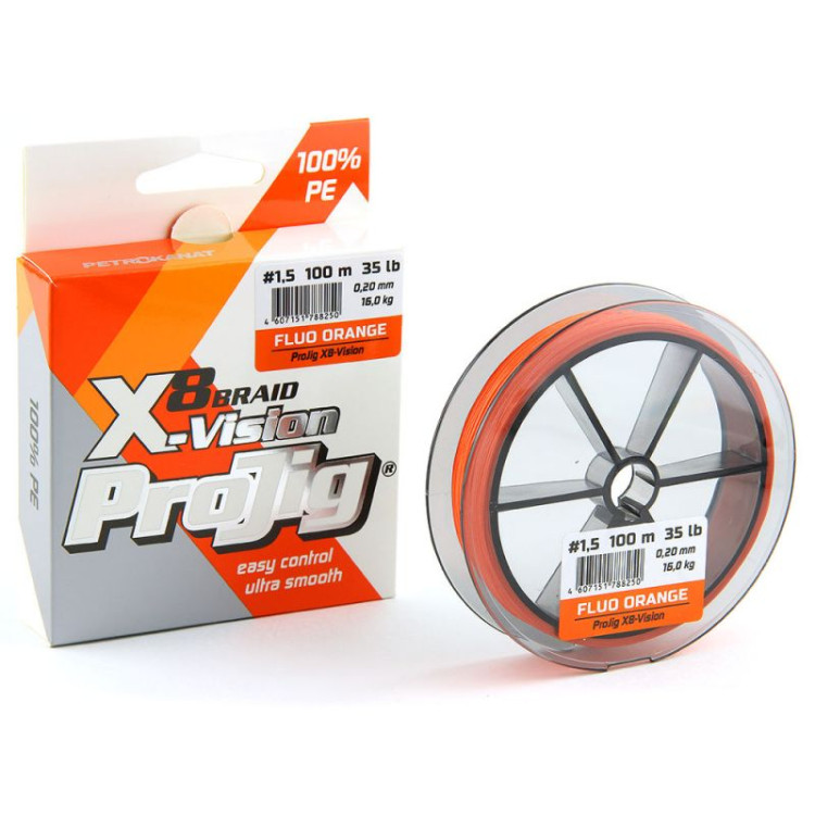 Шнур ProJig X8-Vision,014мм 10,0кг, 100м,оранж