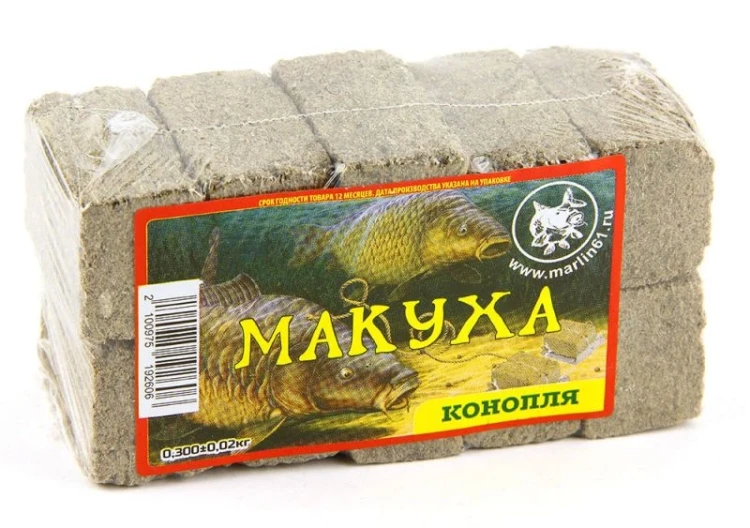 Жмых прессованный МАКУХА подсолнечник конопля (в упак.10 куб.) 350гр